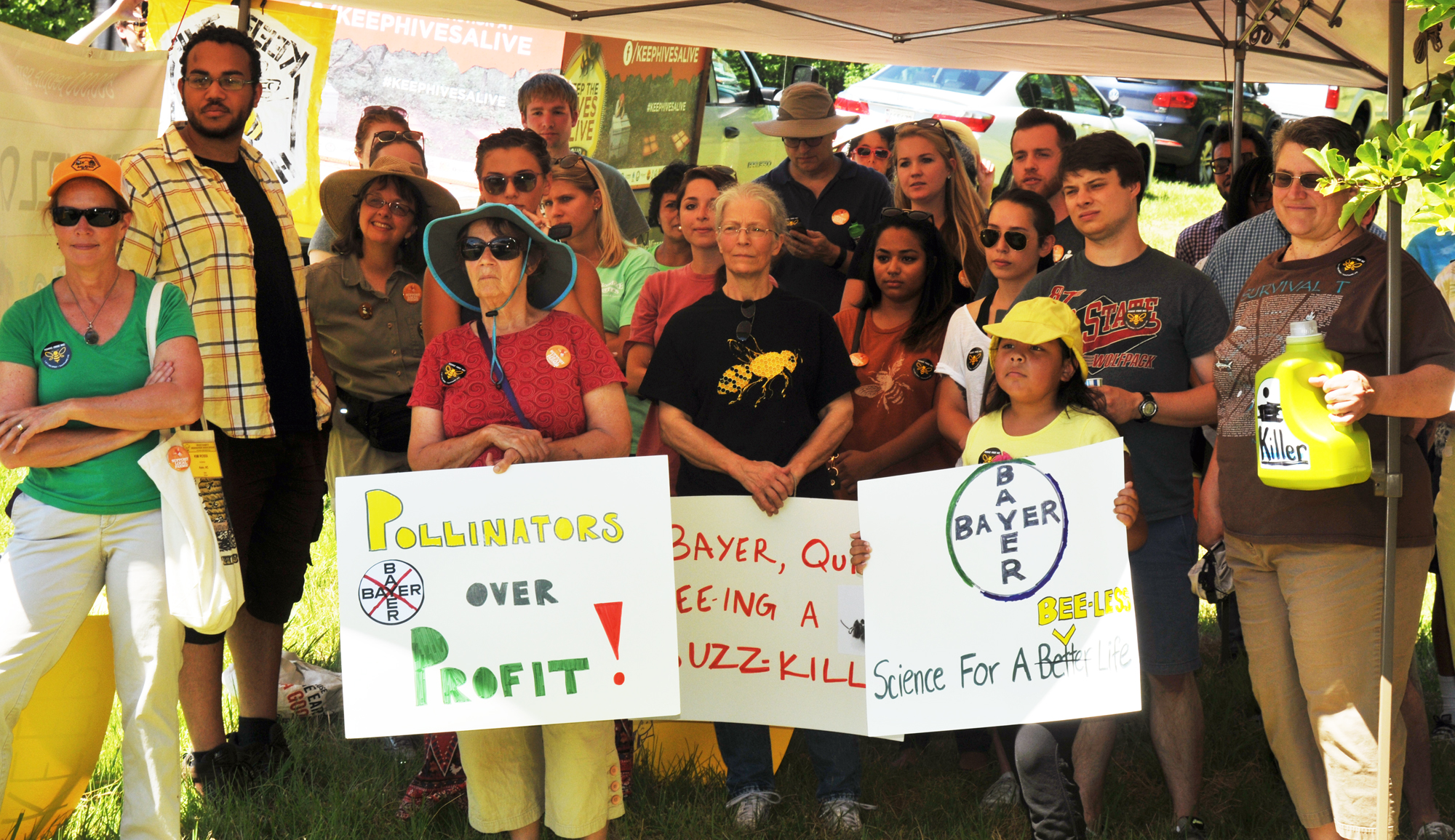 Dozens of people and 2.5M dead bees gather at Bayer Crop Science to call on corporate responsibility for global pollinator decline